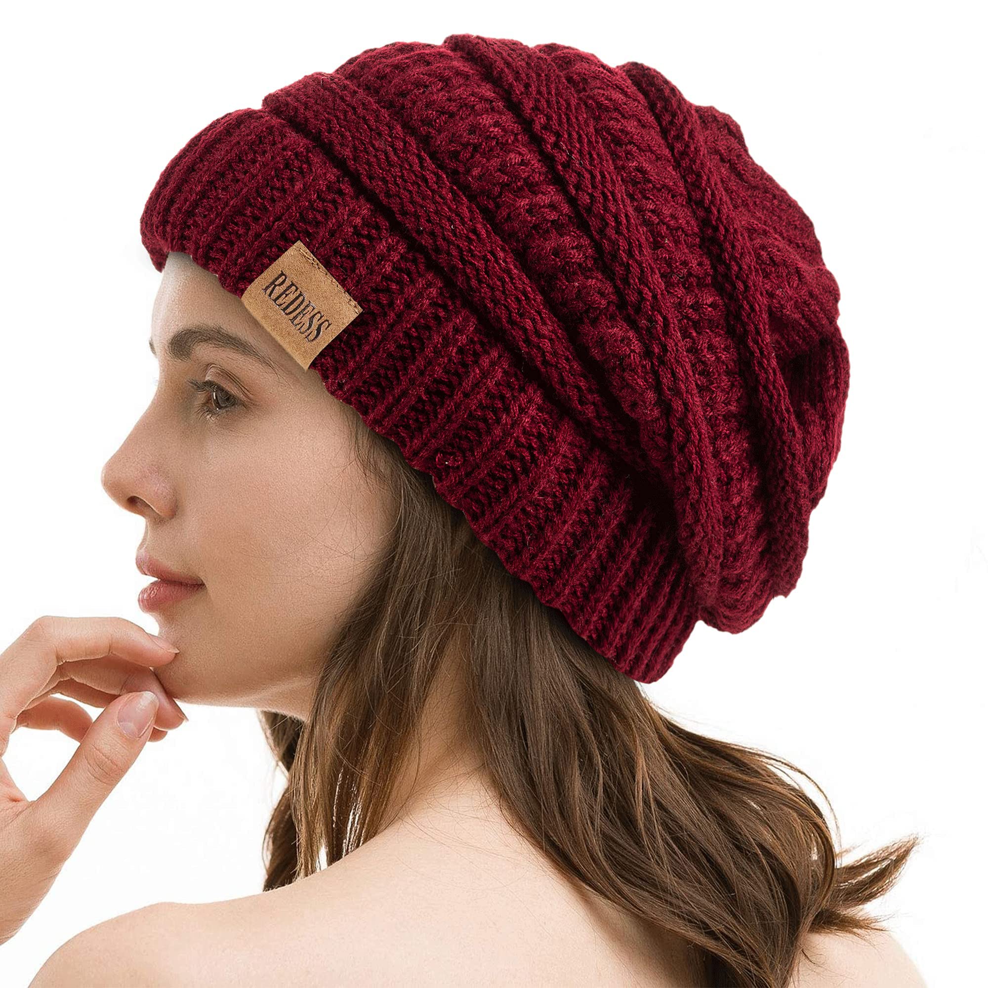 REDESS Slouchy Beanie Hat per Uomo e Donna Winter Warm Chunky Soft Oversize Cable Knit cap