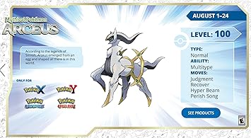 New Pokemon Oras Xy Gamestop Arceus Event Code 16 By Pokemon Center Amazon Es Juguetes Y Juegos