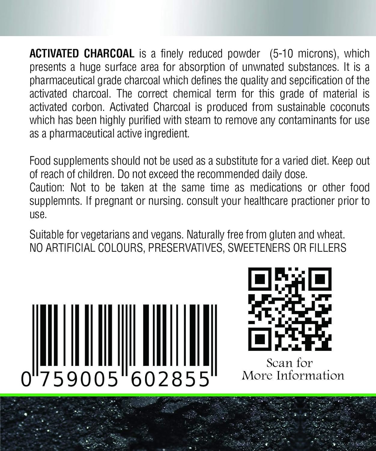 NutreeVit 100% Organic Highly Absorbent - Activated Charcoal (200 Count)