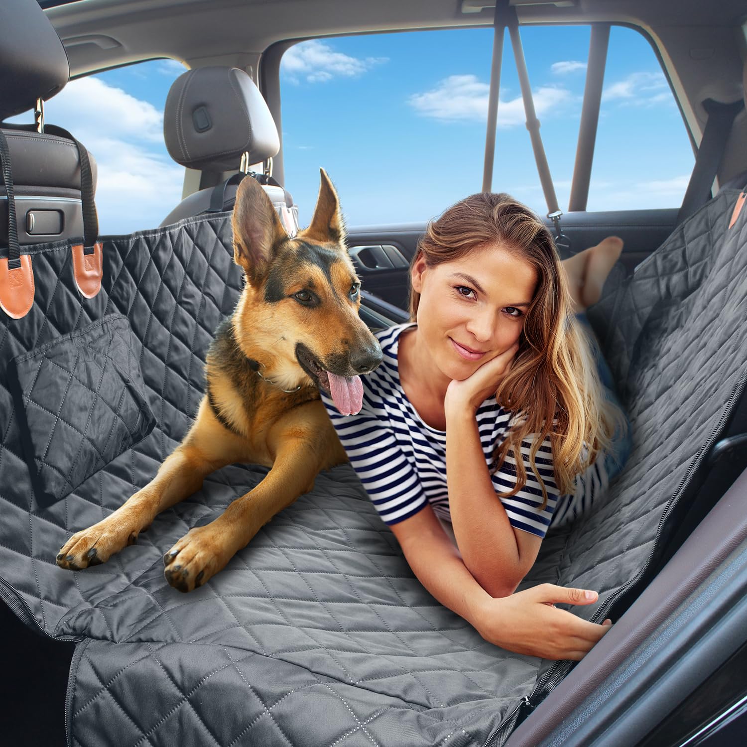 Car Hammock for Dogs Back Seat – 100% Waterproof Heavy Duty 600D Oxford Dog Backseat Cover, Scratch-Proof & Nonslip Dog Hammock for Car, Multi-use Back Seat Dog Hammock, and for Trucks & SUVs