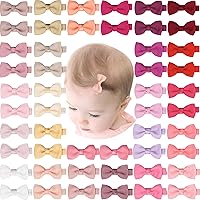 Vista 9 de CLLOT Pinzas para el Cabello 90PCS, Niñas Bebés Completamente Forradas Horquillas de Lazos para Bebés Pequeños Lazos para el Cabello de 2" Pinzas