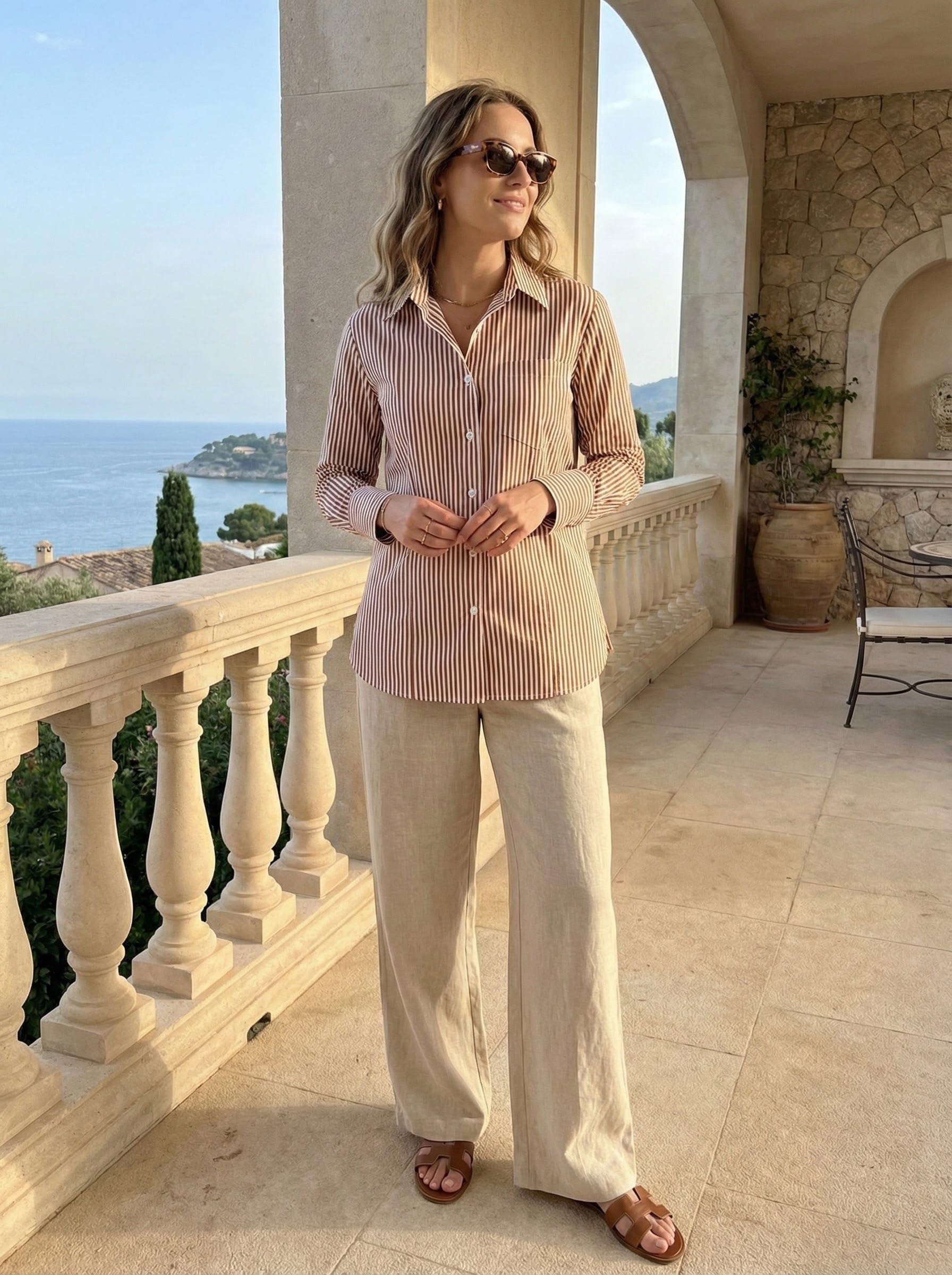 Beninos Striped Button Down Shirts for Women Dress Shirts Long Sleeve Casual Collared Office Work Shirt with Pocket