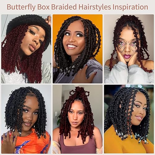 Miniatura 6 de Lexqui Pelucas trenzadas cortas sin nudos de 14 pulgadas para mujer, pelucas trenzadas de encaje estilo Bob de mariposa, pelucas de encaje trenzado,