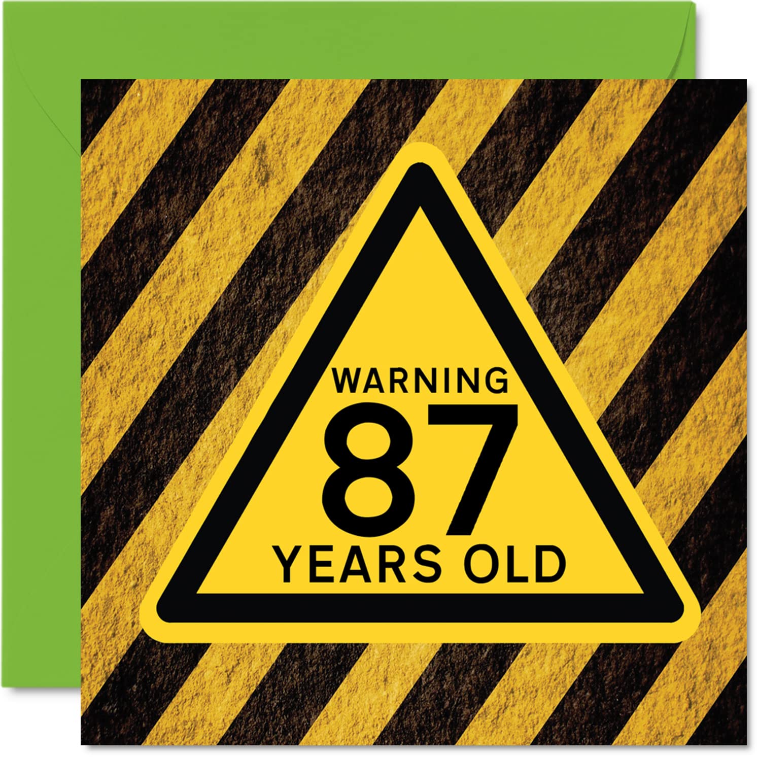 Fun 87th Birthday Cards for Men Women - Warning - Happy Birthday Card for Dad Mum Great Grandad Grandpa Nanny Grandma Gran Uncle Auntie, 145mm Funny Humour Joke Greeting Cards