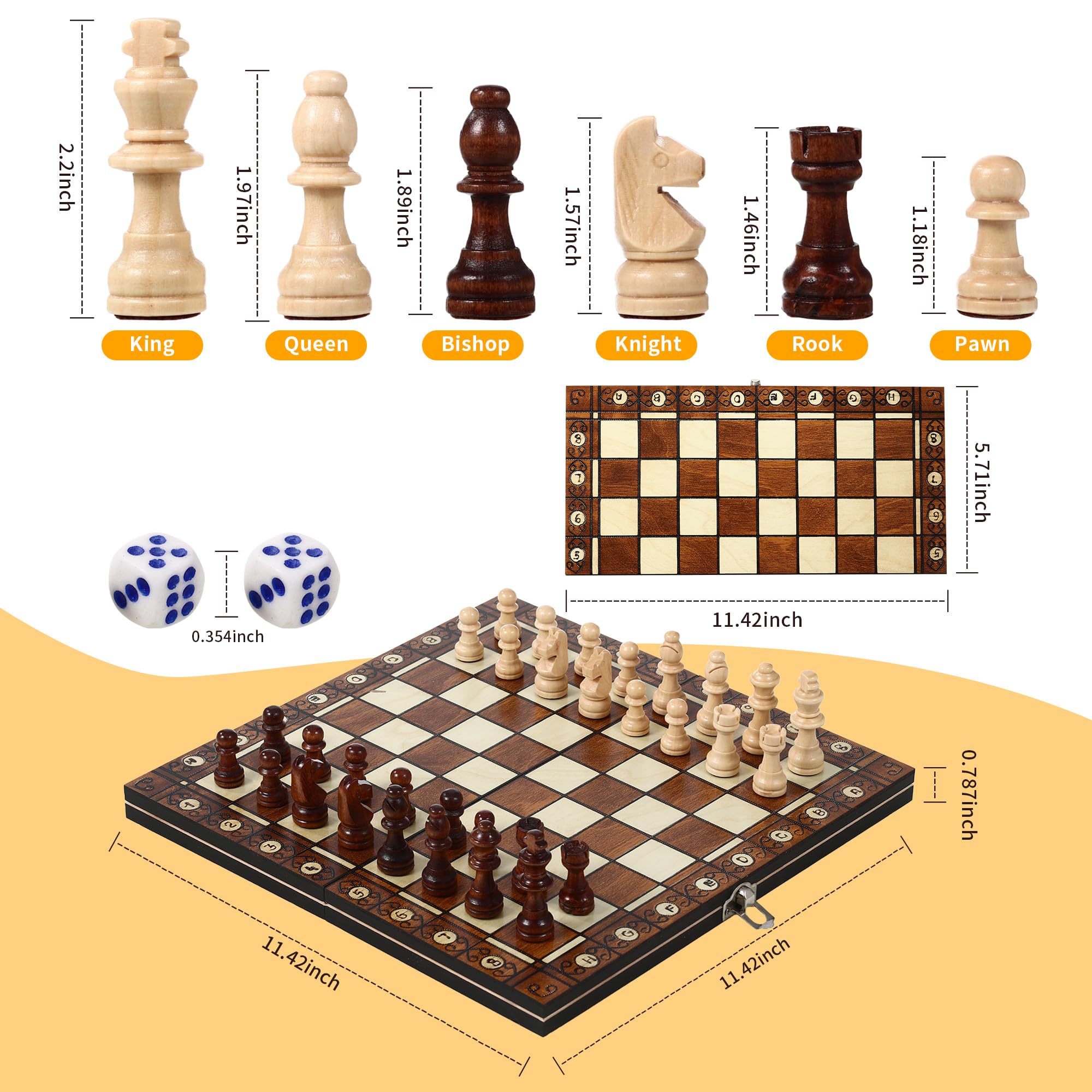 Scacchiera Professionale magnetico, Scacchiera In Legno 3 in 1, Scacchiera Portatile set 29 x 29 cm, Scacchi Magnetici per bambini, ideale per feste, attività in famiglia, ideale per i viaggi