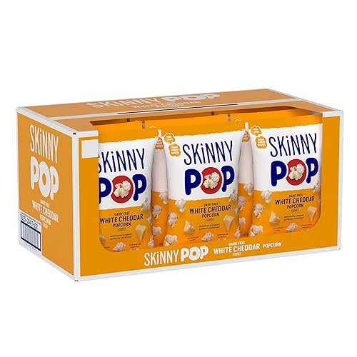 SkinnyPop Palomitas de maíz, sin gluten, sin OMG, aperitivos saludables, aperitivos de Halloween, palomitas de maíz cheddar blancas, sin lácteos,