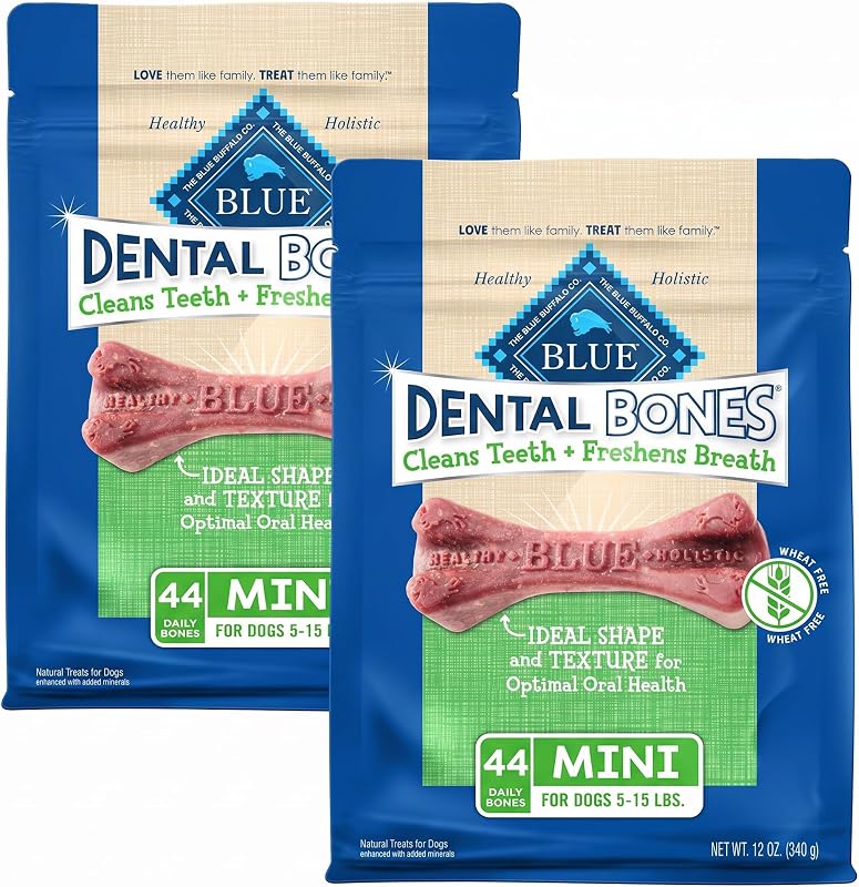 Petisco Dental para Cães Pequenos Blue Buffalo BLUE Dental Bones Mini, 2 Pacotes de 340 g