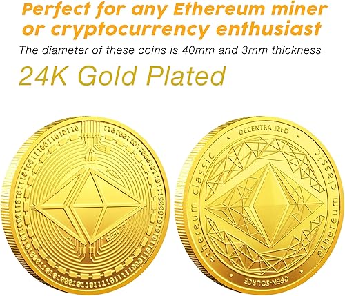 Miniatura 5 de 1 moneda Ethereum, moneda conmemorativa Ethereum chapada en oro de 24 quilates, criptomoneda ETH de 0.118 in, moneda coleccionable con funda