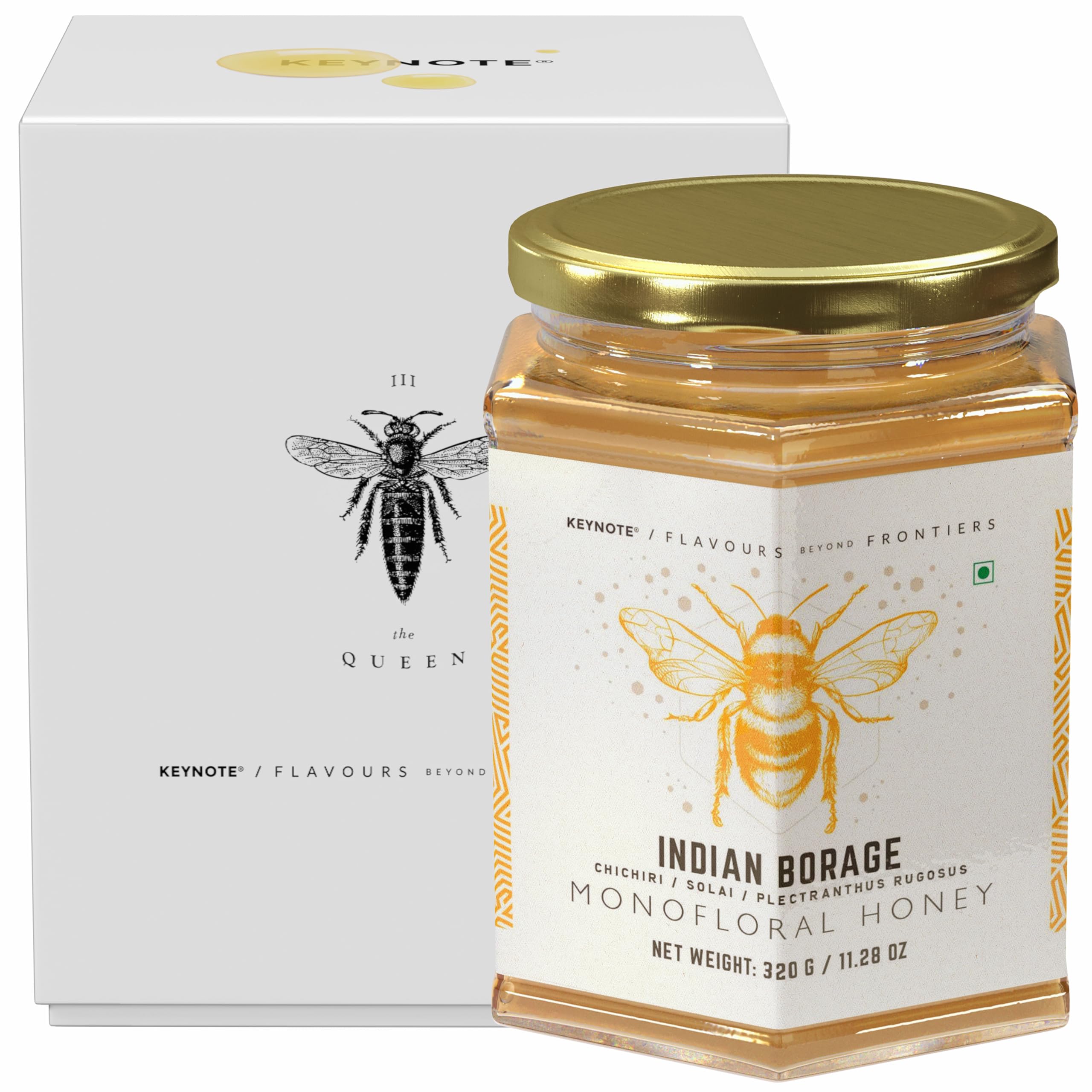 Keynote Indian Borage Honey | Chichiri | Solai | NMR Certified | Raw Pure Unpasteurized Unprocessed Organic | Gift Box 320 grams
