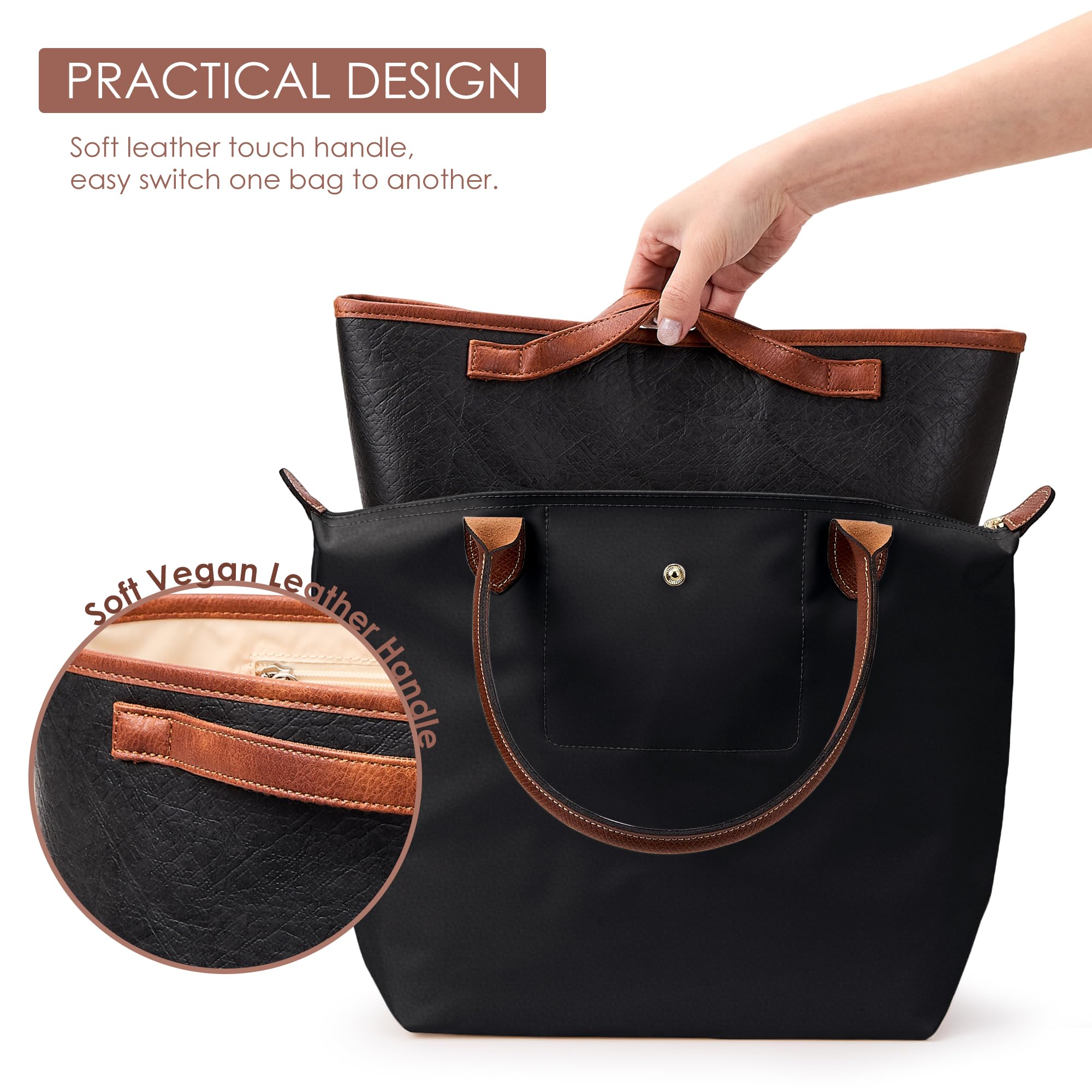 KALIDI Organizer do torby Longchamp Le Pliage M Xtra, ultralekki wodoodporny ulepszony rękaw wewnętrzny przegroda damska torba na ramię torebka torebka, średnia czarna
