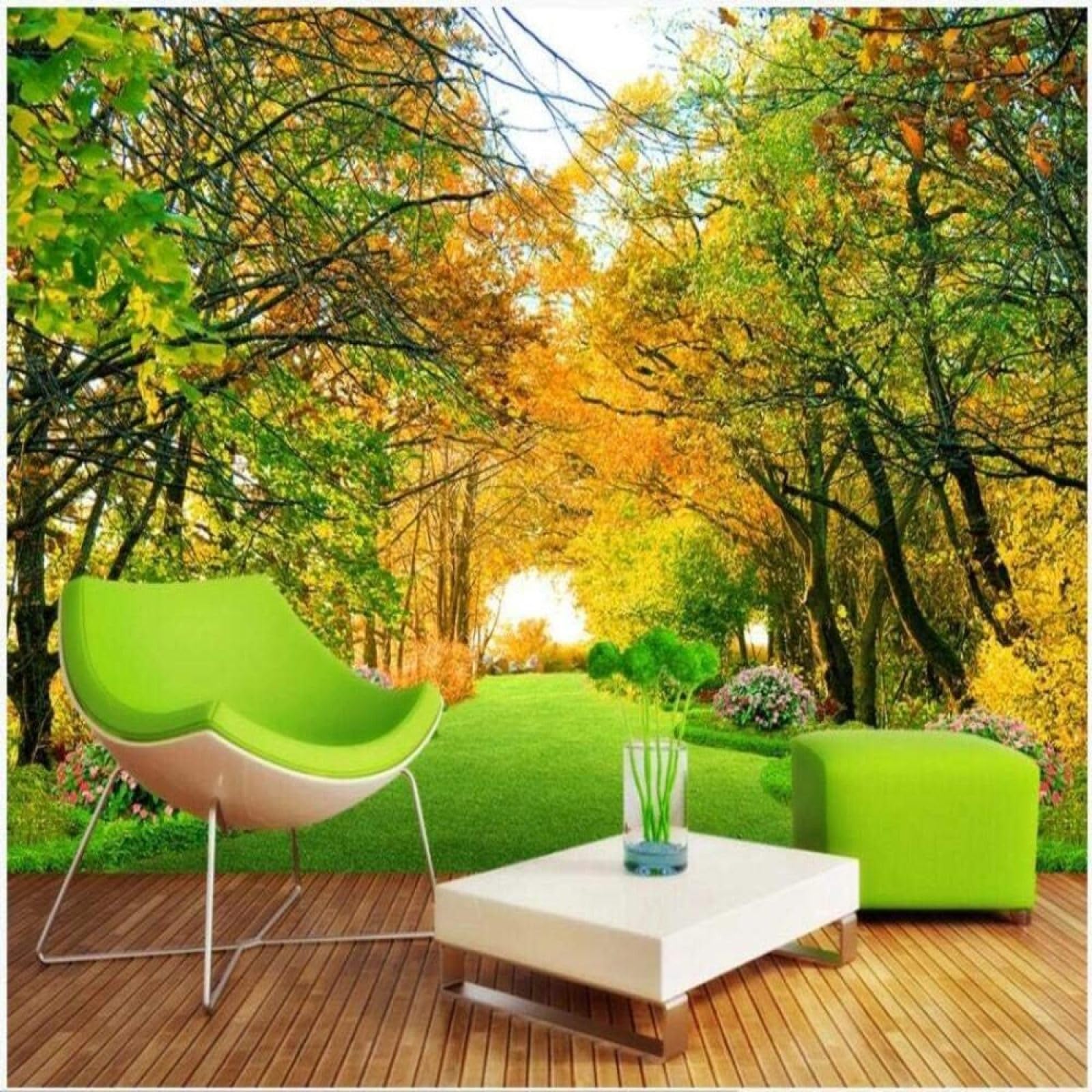 Mural de pared bosque de otoño natural para decorar el cabecero del dormitorio o la zona de TV