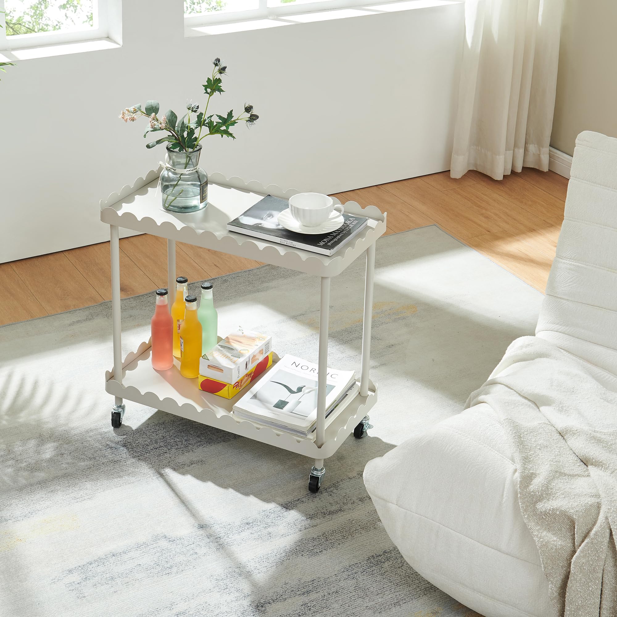 [en.casa] Carrello di Servizio Portaoggetti a 2 Livelli Carrello Portatutto Multiuso a 2 Ripiani e Rotelle per Cucina Sala Bagno 60 x 61 x 31 cm Struttura in Acciaio - Grigio