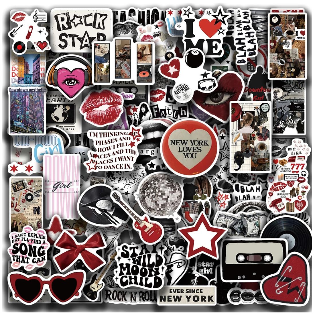 100 Pezzi Adesivi Impermeabili per Laptop, Adesivi Graffiti Downtown Y2K Girls, per Laptop, Chitarra, Valigia, Auto e Altro, Impermeabili