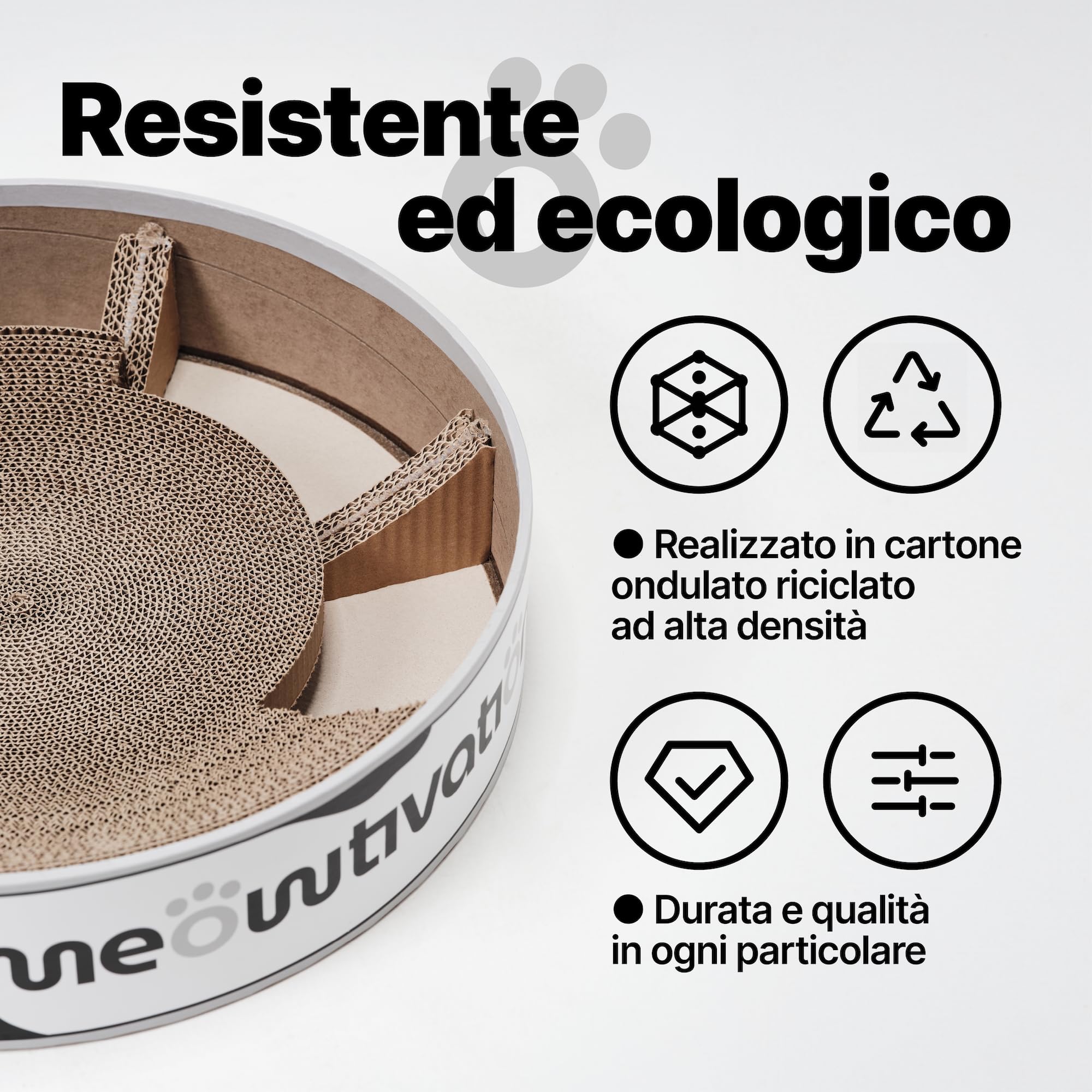 Lettino tiragraffi per gatti, tiragraffi in cartone, rotondo XL 46 cm | Tiragraffi premium in cartone riciclato 2-in-1, ampia superficie di riposo per gatti di tutte le taglie, con erba gatta