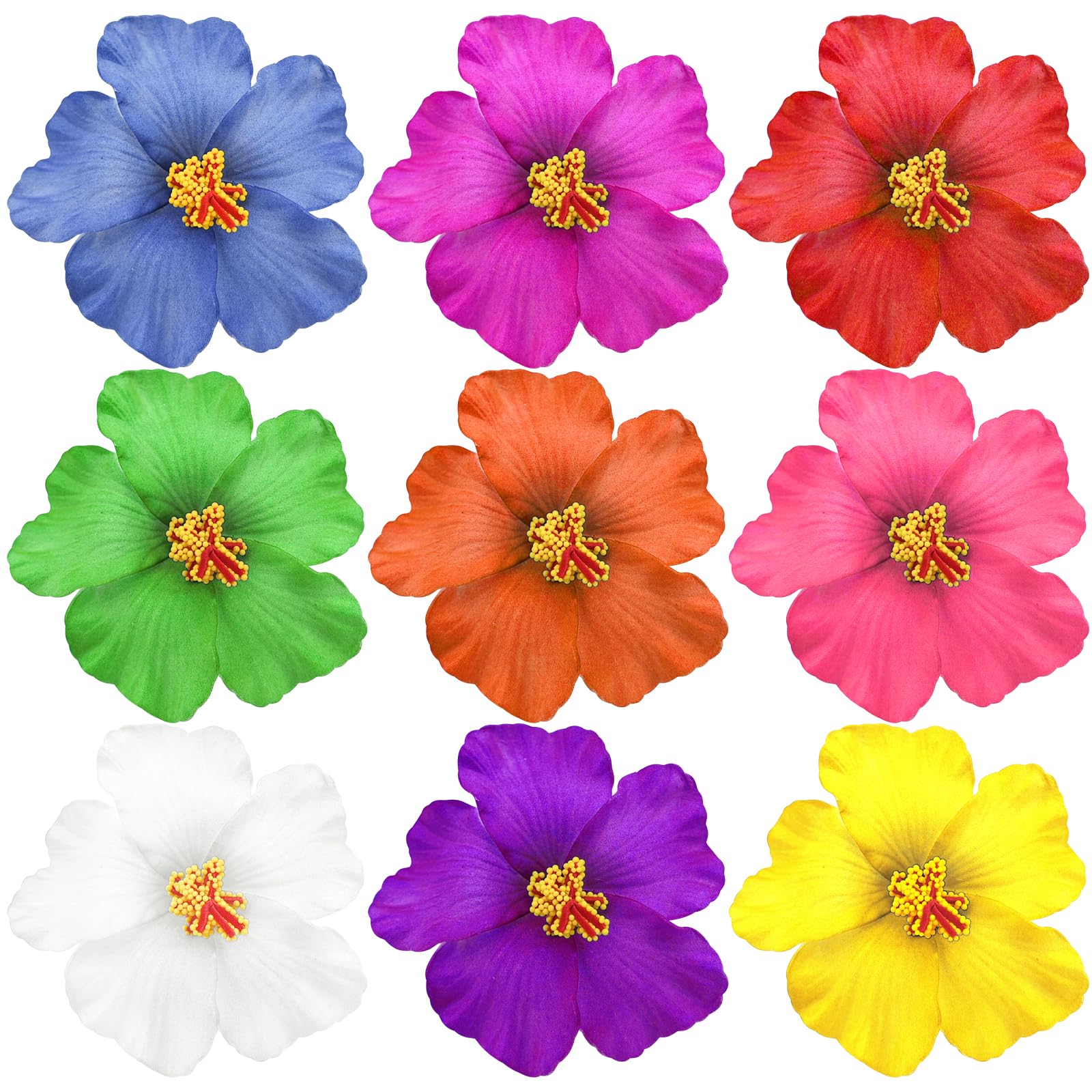 9 PCS Hawaiian Plumeria Flower Hair Clips, Hibiscus Hair Clip Beach Hair Clips Artificial Flower Clips for Vacation Beach Party Hair Accessories for Women Girls (Style 1)
