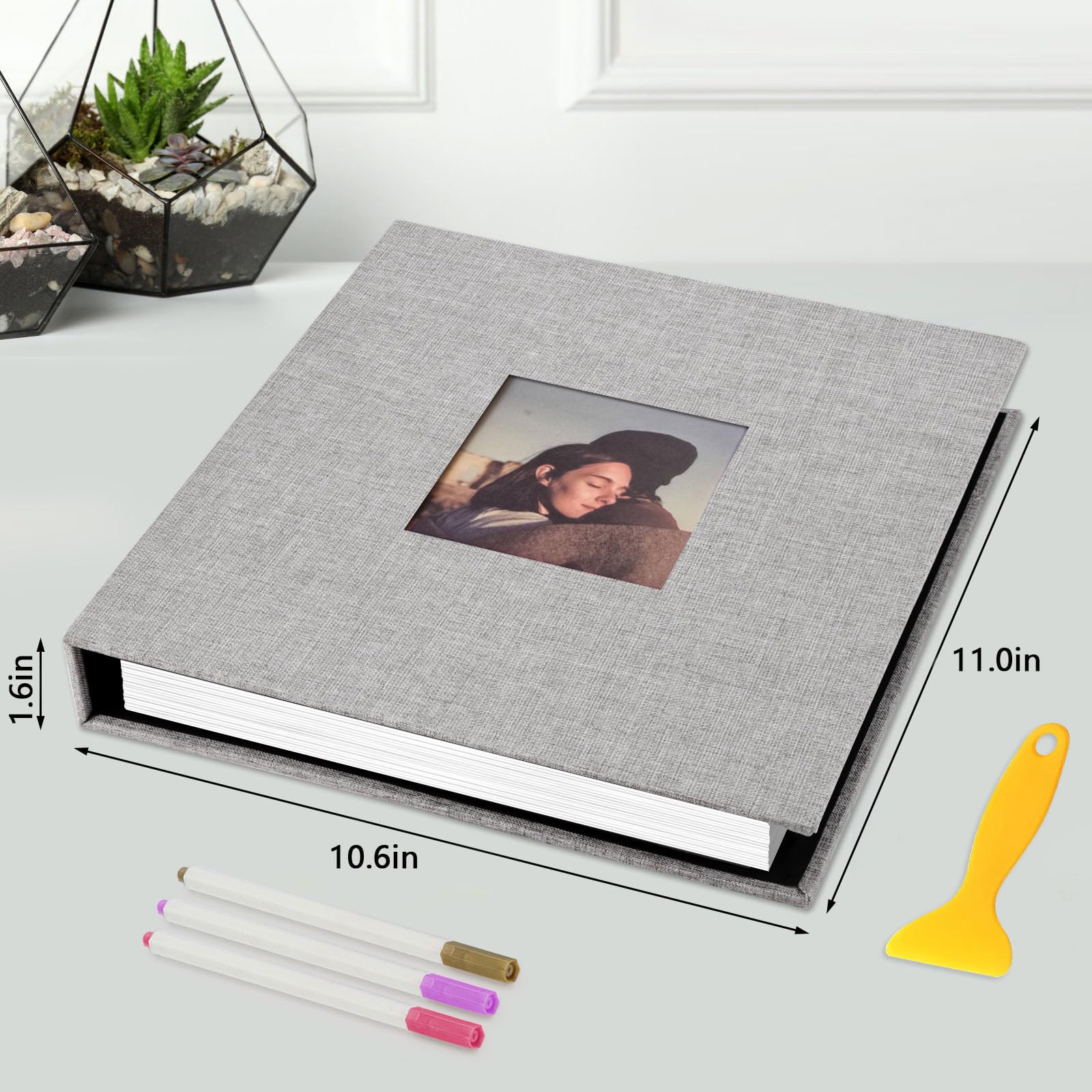Zesthouse Album na zdjęcia z okienkiem ekspozycyjnym, 3-pierścieniowy, album do scrapbookingu, 60 stron, pomieści zdjęcia 8 x 10, 5 x 7, 4 x 6 cm, fotoksiążka DIY, idealny prezent dla rodziny, na ślub