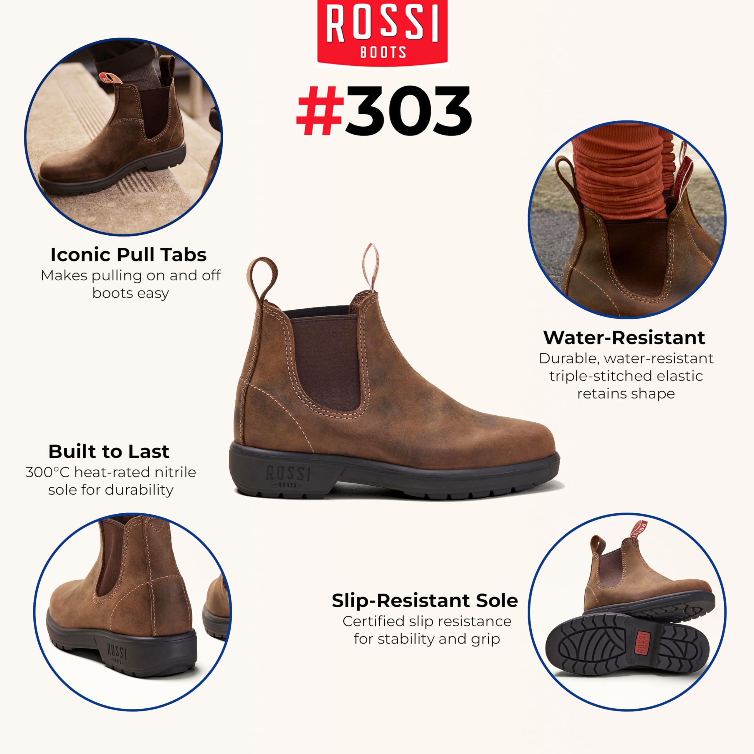 Rossi Endura 303 Skórzane Chelsea Australian Unisex Trwałe Botki Robocze