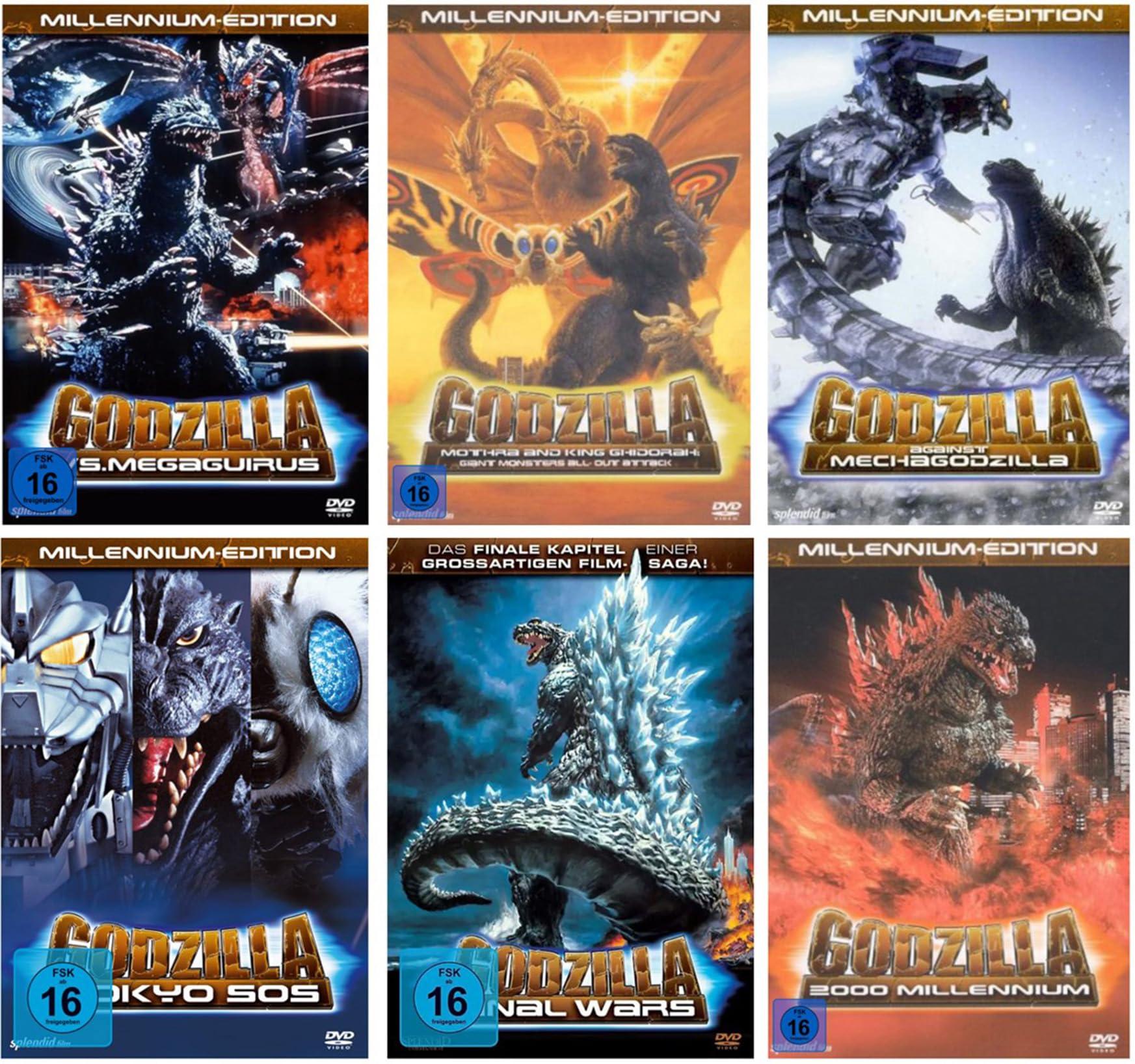 Godzilla Millennium Edition 6 DVD Collection Kaiju Klassiker Toho Studios Monster Filme
