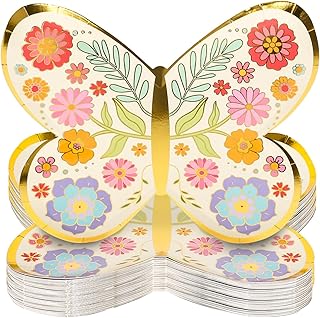 30+ Ceramic Butterfly Decor Ideas For Whimsical Charm 6 24 Pcs Floral Butterfly Paper Plates Gold Foil Flower Disposable Plates ...