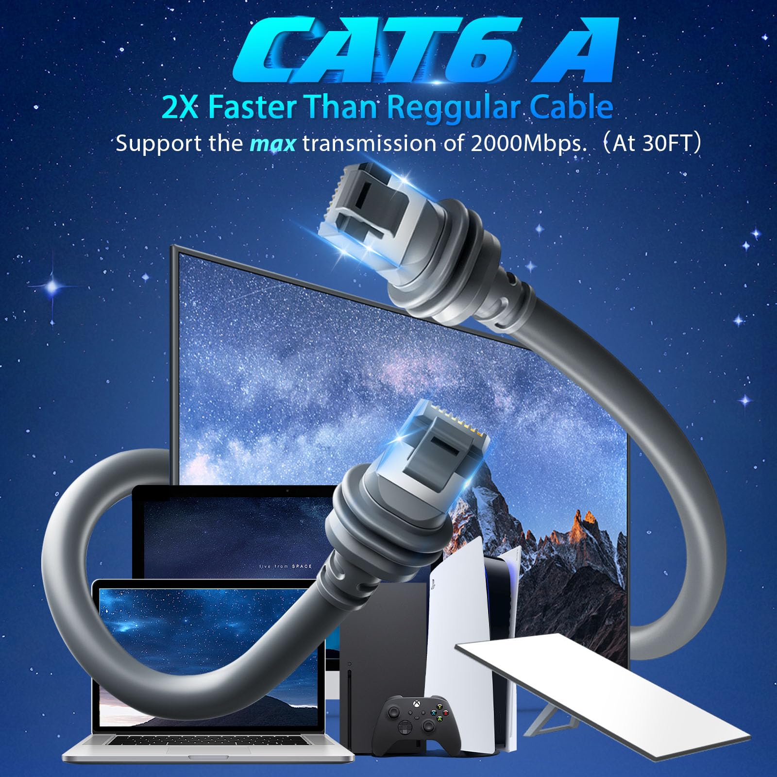 Starlink - Cavo di ricambio V3 ad alta velocità Cbale Gen 3 fino a 2000 Mbps, accessorio per Internet satellitare esterno resistente alle intemperie e cavo di prolunga per Starlink Gen3/parabola