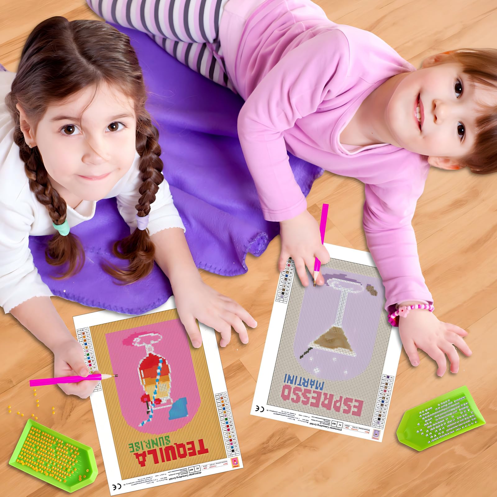 Bellatoi 6 pcs Diamond Painting Kit Completo, Diamond Painting Cocktail per Adulti e Bambini, Kit di Pittura Diamanti per Decorazione Della Camera da Letto e Del Soggiorno