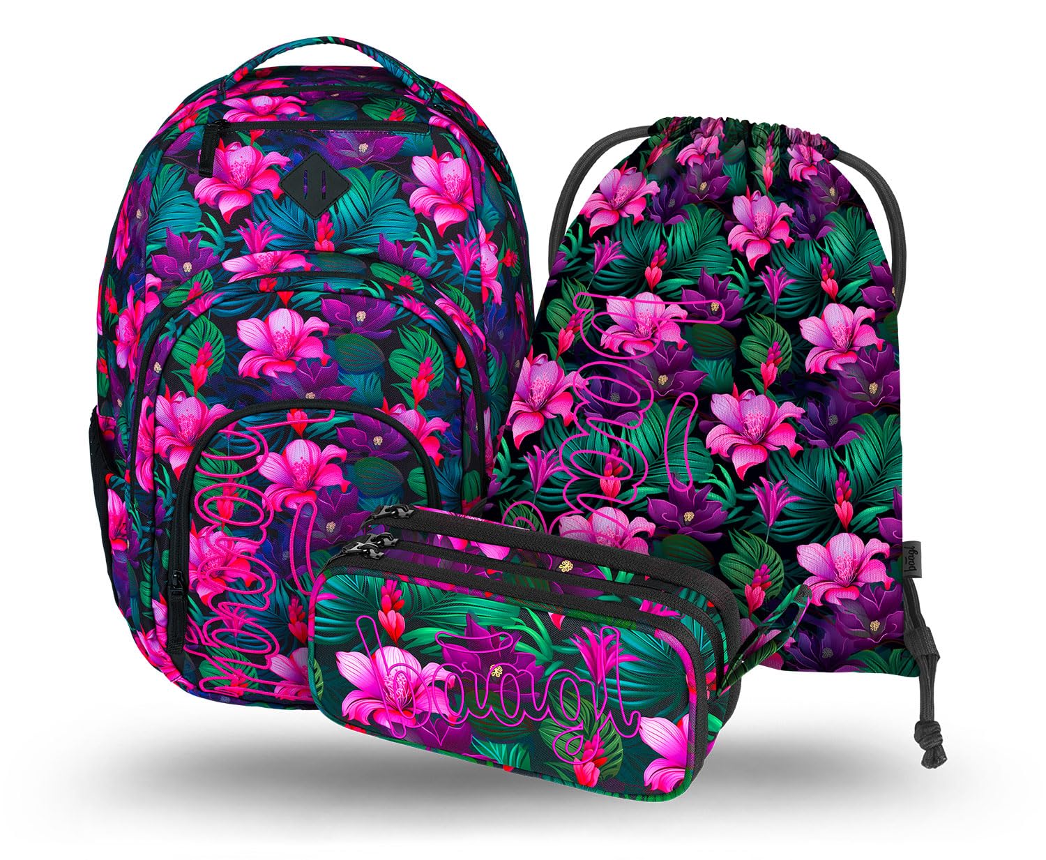 Baagl Zaino Per La Scuola, Set Da 3 Pezzi, Ergonomico, Grande Zaino Con Scomparto Termico, Per Ragazzi E Ragazze, Adolescenti, Scuola Elementare, Con Cintura Toracica E Scomparto Per Laptop, Zaino-image