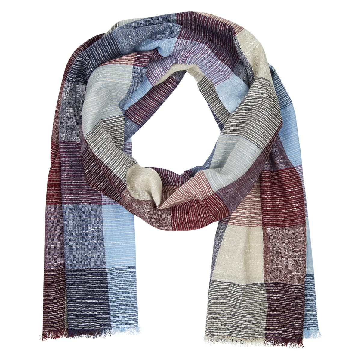 Lindenmann Men's Red Scarf Lightweight 100% Organic Cotton Multi-Colou, One Size