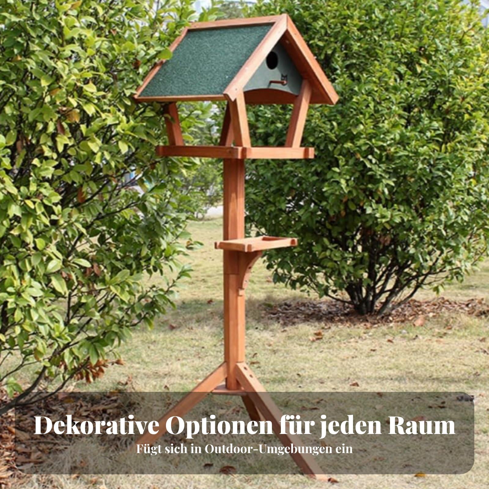 Vogelhaus Futterhaus Vogelstation Futtertisch mit Schutzdach Und Stabiler Dreibeinbasis für Garten Terrasse Hof für Vogelbeobachtung Geschenk Heimdekoration
