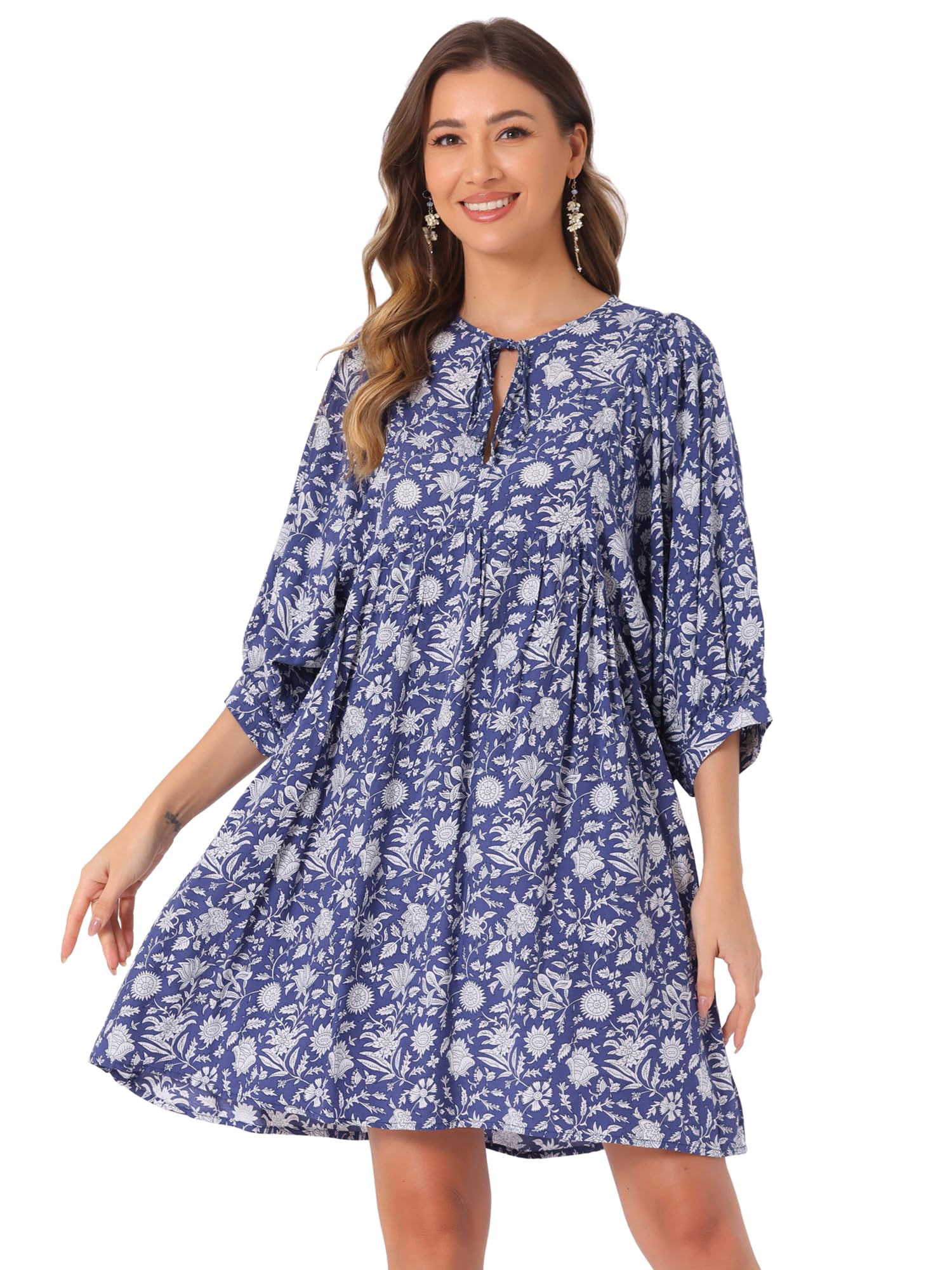 Robe évasée décontractée Allegra K col V : confort fluide sans complexe - 6