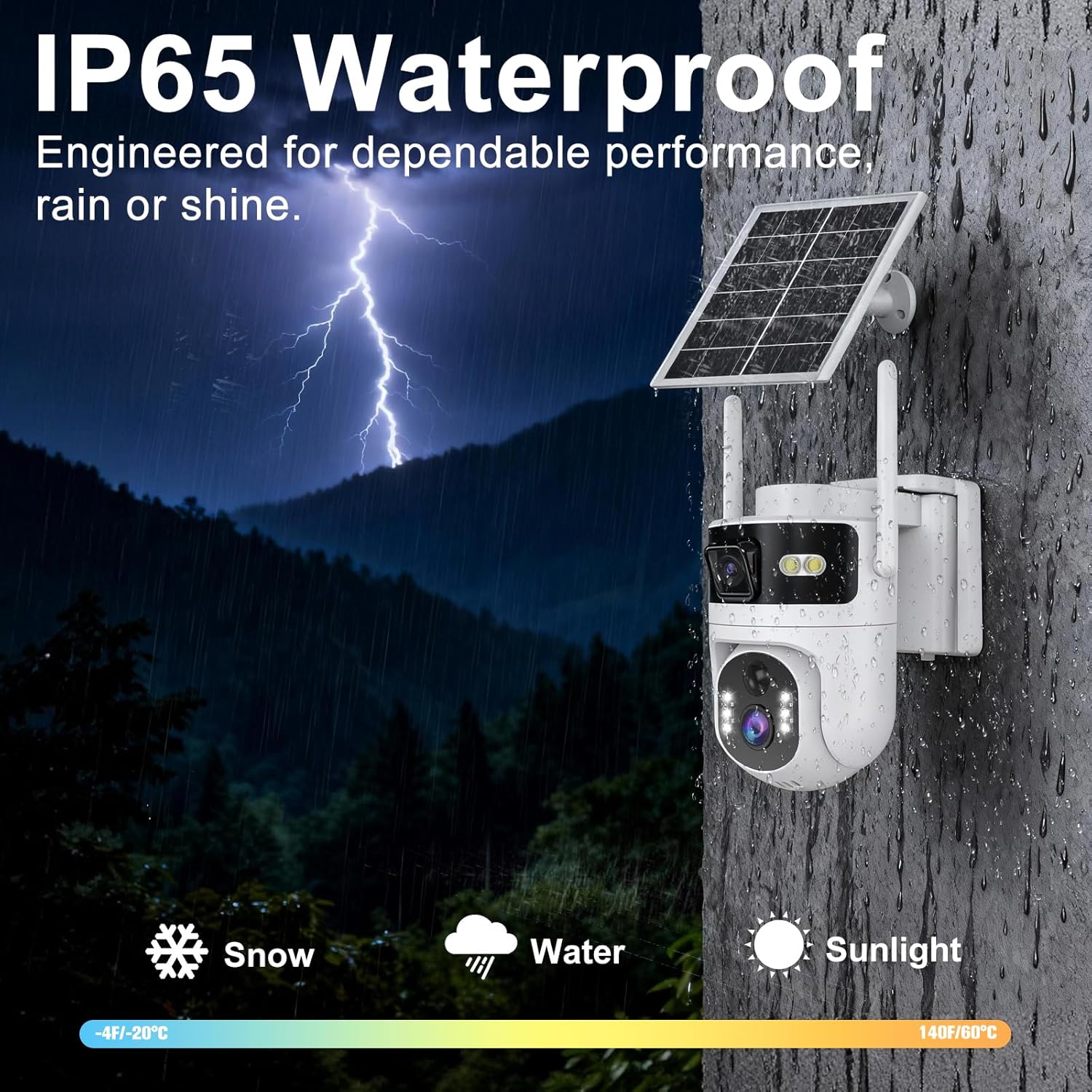 Dual Lens 4G LTE Cellular Security Camera Wireless Outdoor,365 Day Free Unlimited Data,No WiFi Solar Powered,360°Auto Tracking,2K Color Night Vision,PTZ Motion Dtetection,Tuya Smart Camera