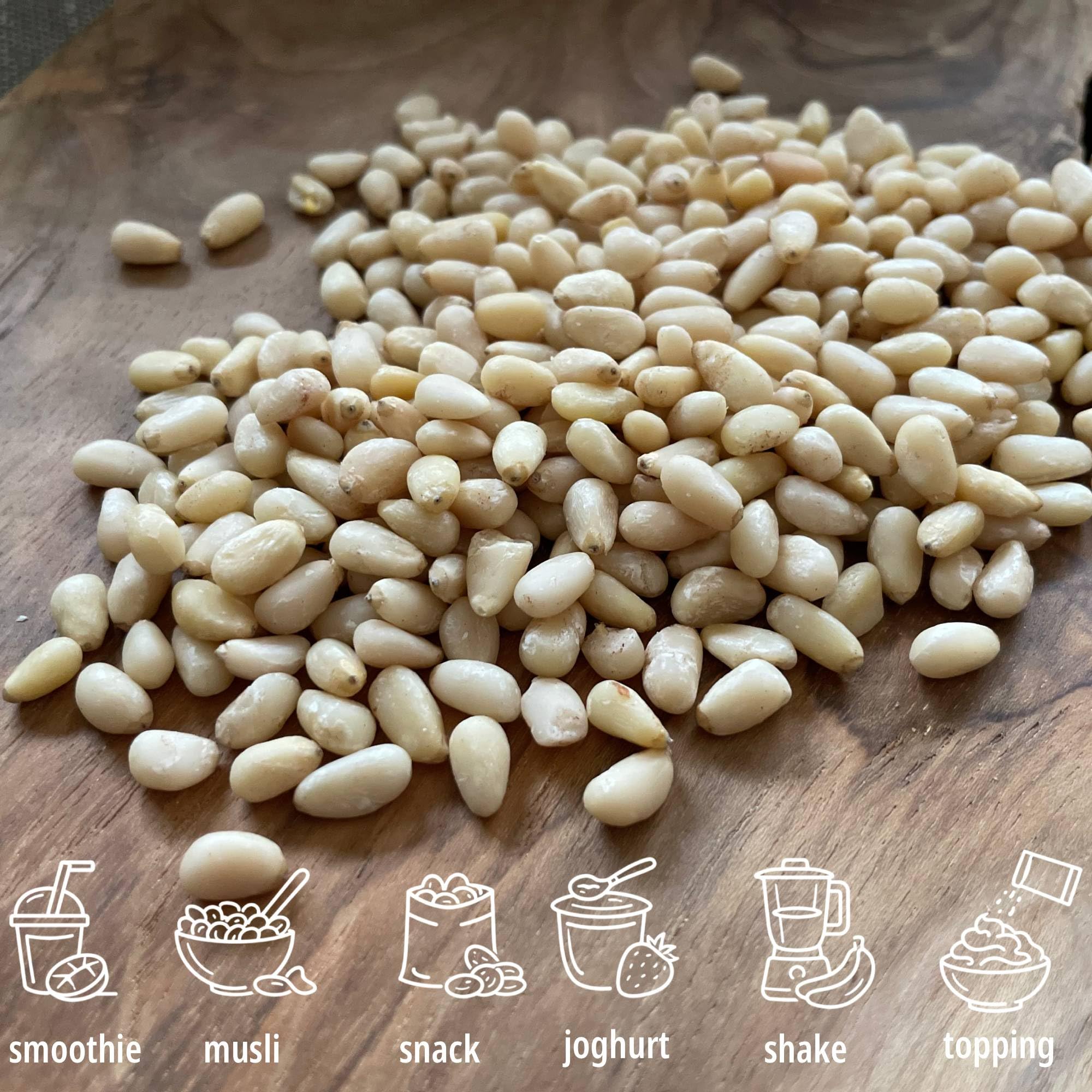 HiFood Pinienkerne 1000g (1kg) Naturbelassen Ohne Konservierungsstoffe Großpackung für Pesto Salate Kochen Backen Vegan Glutenfrei