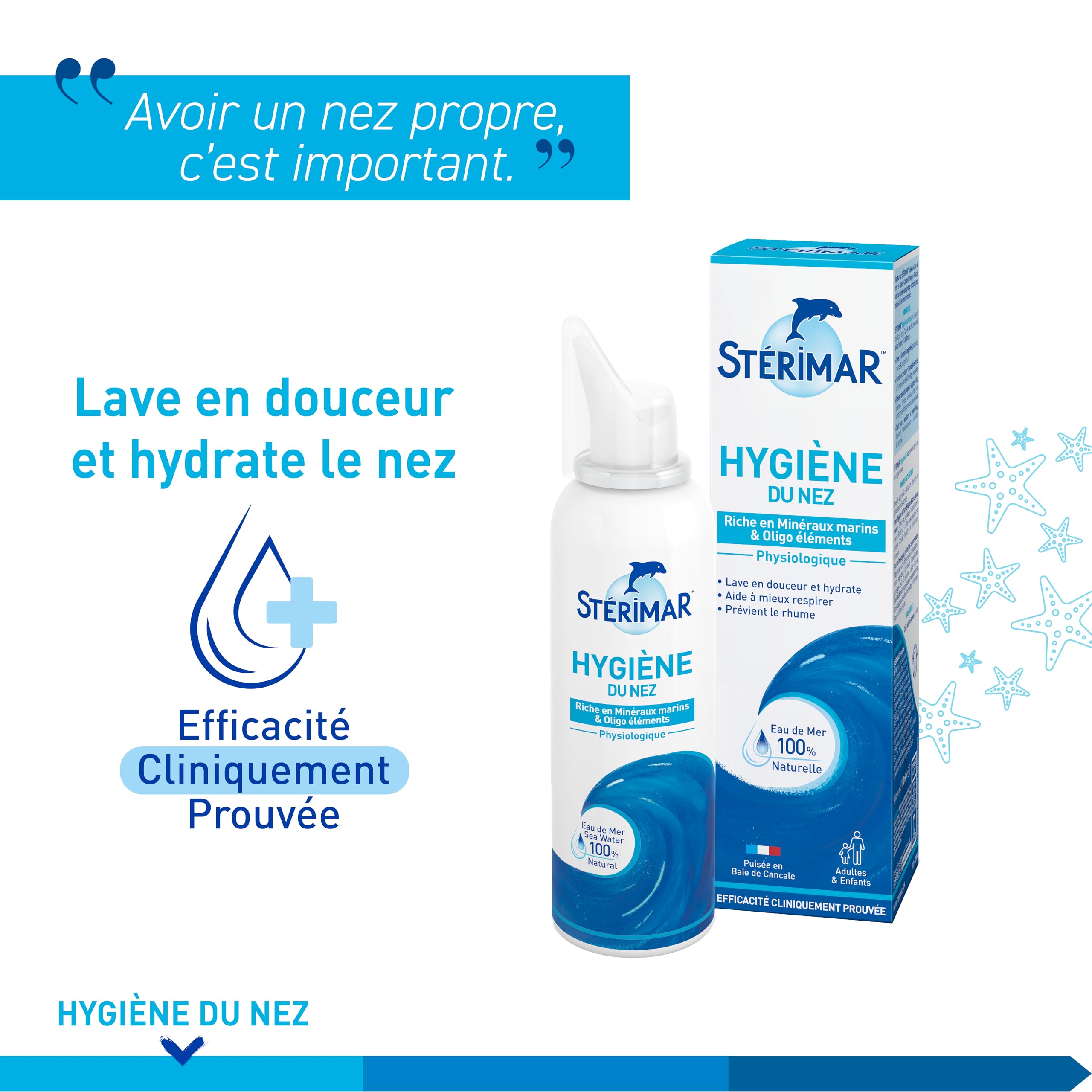 STÉRIMAR Hygiène du Nez - Spray Nasal Hygiène au Quotidien, Lave en Douceur & Hydrate le Nez, à l'Eau de Mer 100% Naturelle, Formule Physiologique, 100 ml - 3