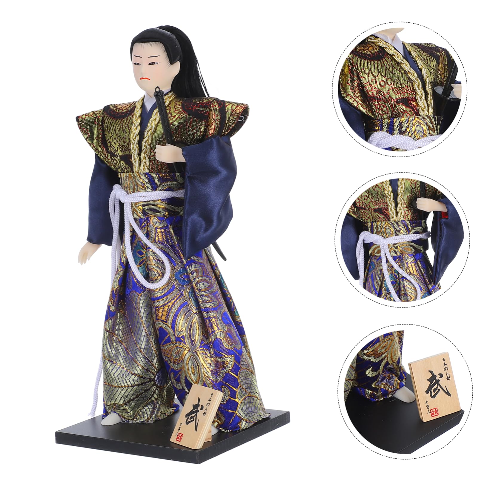 Garneck Figura Samurái Japonesa Coleccionable Kimono Tradicional Escultura Guerrero Asiático para Decoración de Estanterías y Hogar Muñeco Japonés Cultural para Oficina y Sala