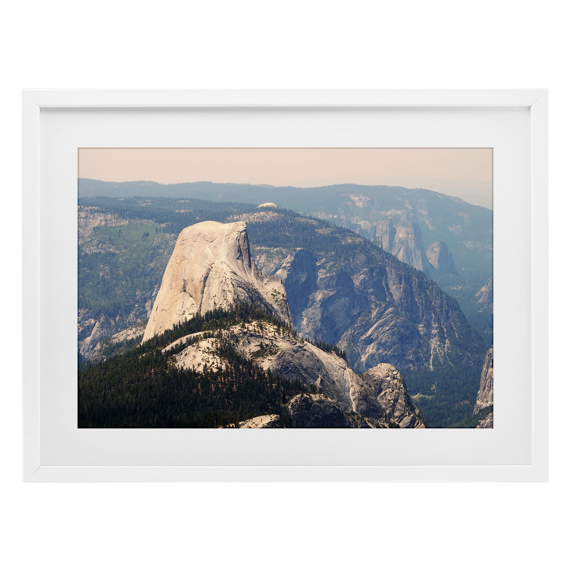 Stupell Industries Coastal White (Textured) 'Granite Monolith Above Forest'| Framed Print Under Glass