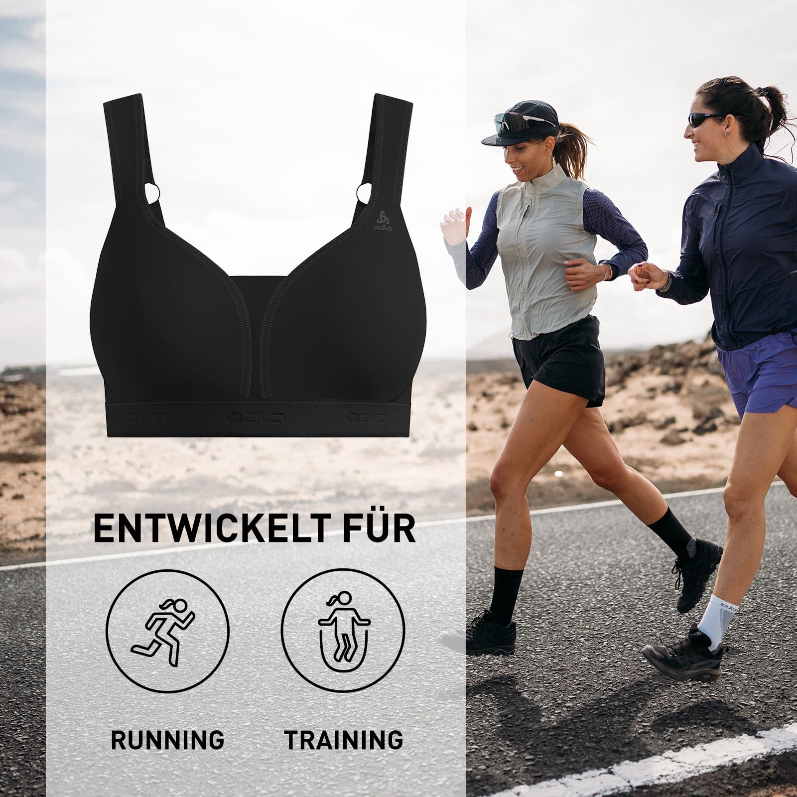 Odlo Sport BH Padded High I Sport BH Damen Starker Halt I Sports Bra Gepolstert High Support