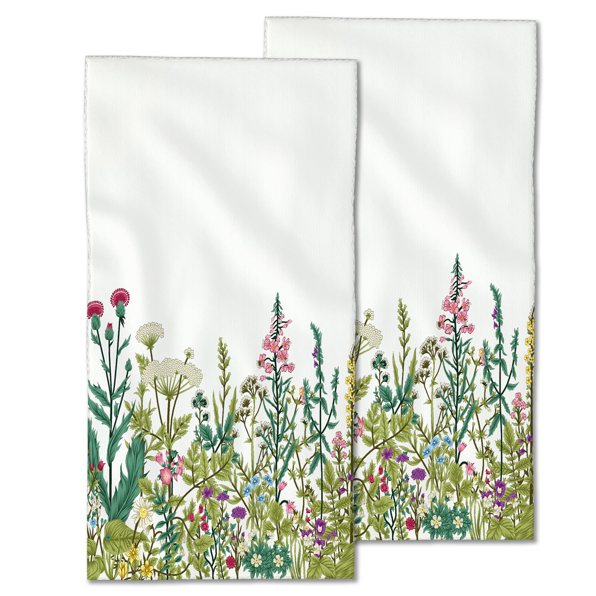 CXULIN 2 Pack Hand Towels for Bath,Herbs and Wild Flowers Decorative Towels Highly Absorbent Soft Towels for Bathroom Beach Kitchen Spa Gym Face Towel