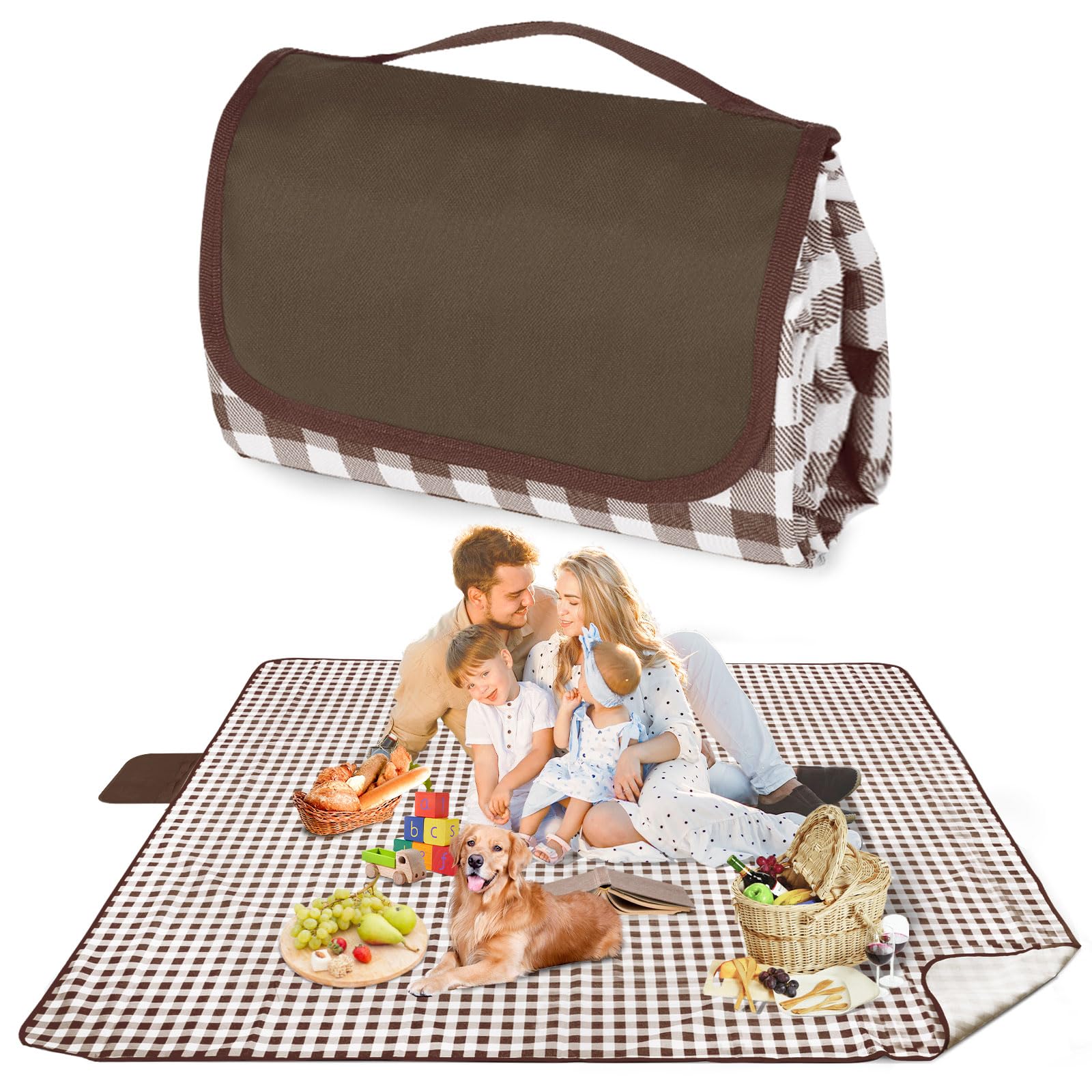 Maidyna Picnic Blanket Waterproof, 200 X 200 cm Large Beach Blanket Sandproof Picnic Mat with Carrying Handle