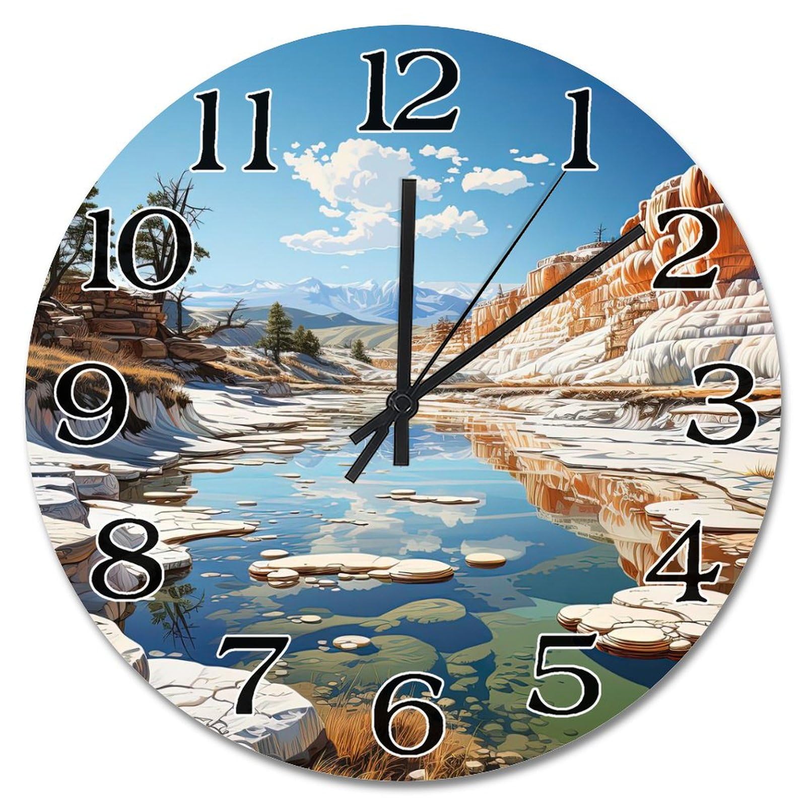 Horloge murale en bois parc national 38cm pendule salon