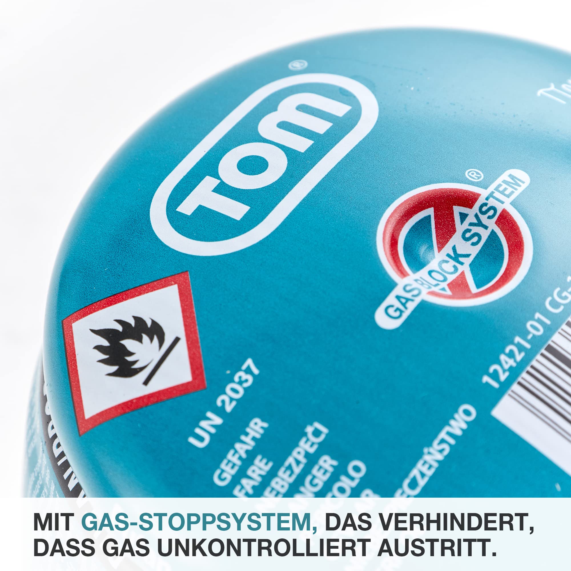 TOM 6 x, 12 x oder 48 x 190 g gaskartuschen Butangas Kartuschen mit Sicherheitsventil – Butan Gas Kartuschen ideal für Ihren Campingkocher, Camping Lampe oder für Lötbrenner, Abflämmgerät & Co.