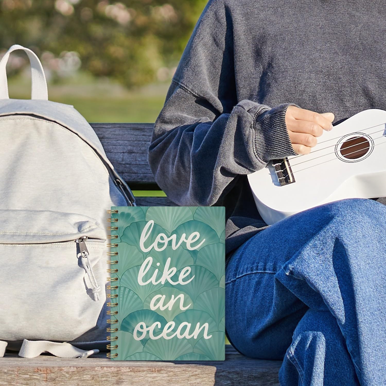 VONTP Green Ocean Beach Spiral Notebook, Green Seashell Coastal Beach Journal, Gifts for Ocean Lovers Women, Beachy College Ruled Notebook Journal for Writing, 5.5x8.3 - Image 5