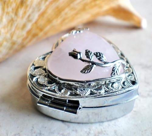Miniatura 3 de Medallón de caja de música de corazón de cristal de cuarzo rosa