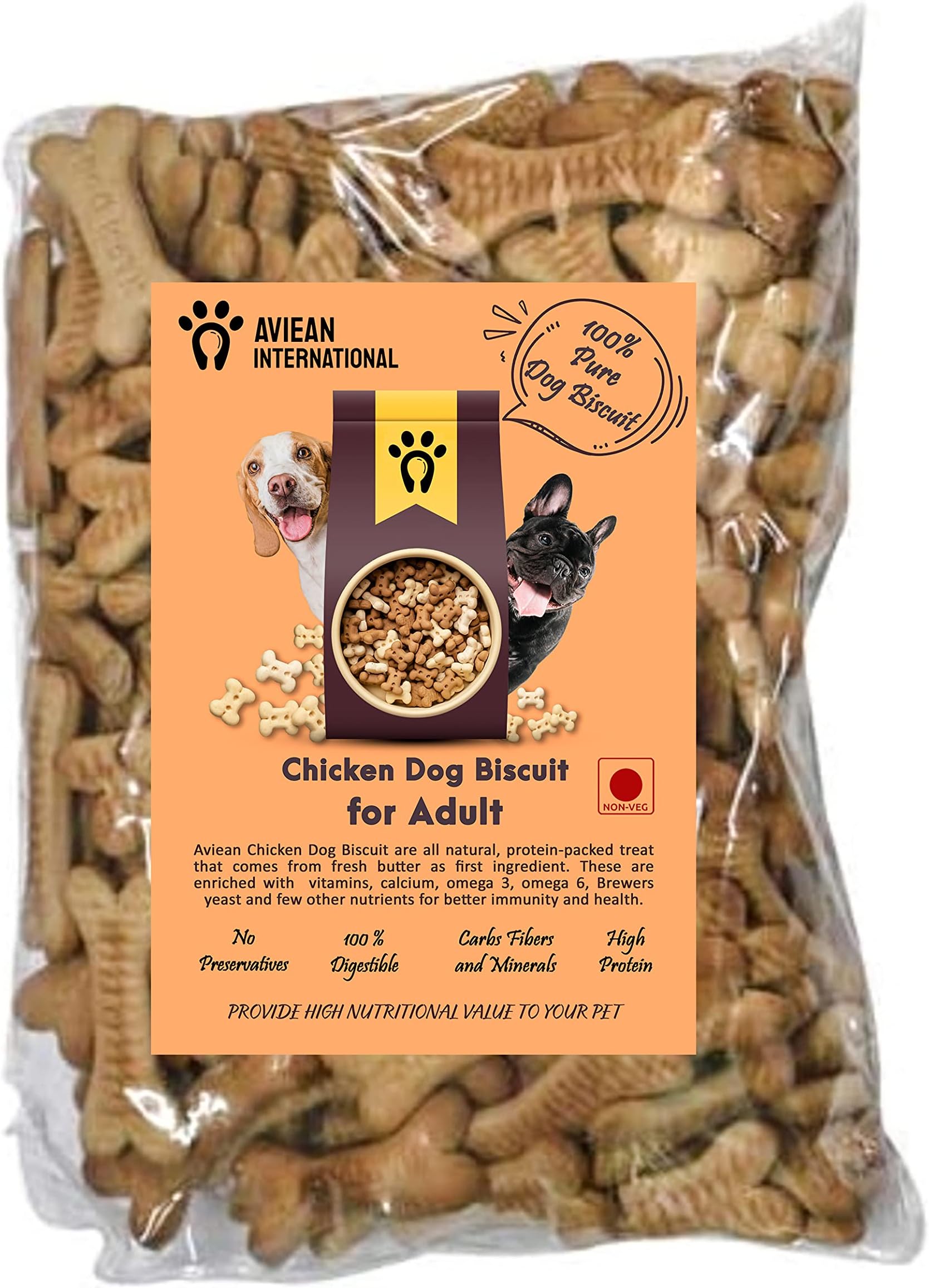 Oven Baked Soft Dog Adult Biscuit 1kg Pack Chicken Flavour Dog Treat with High Protein