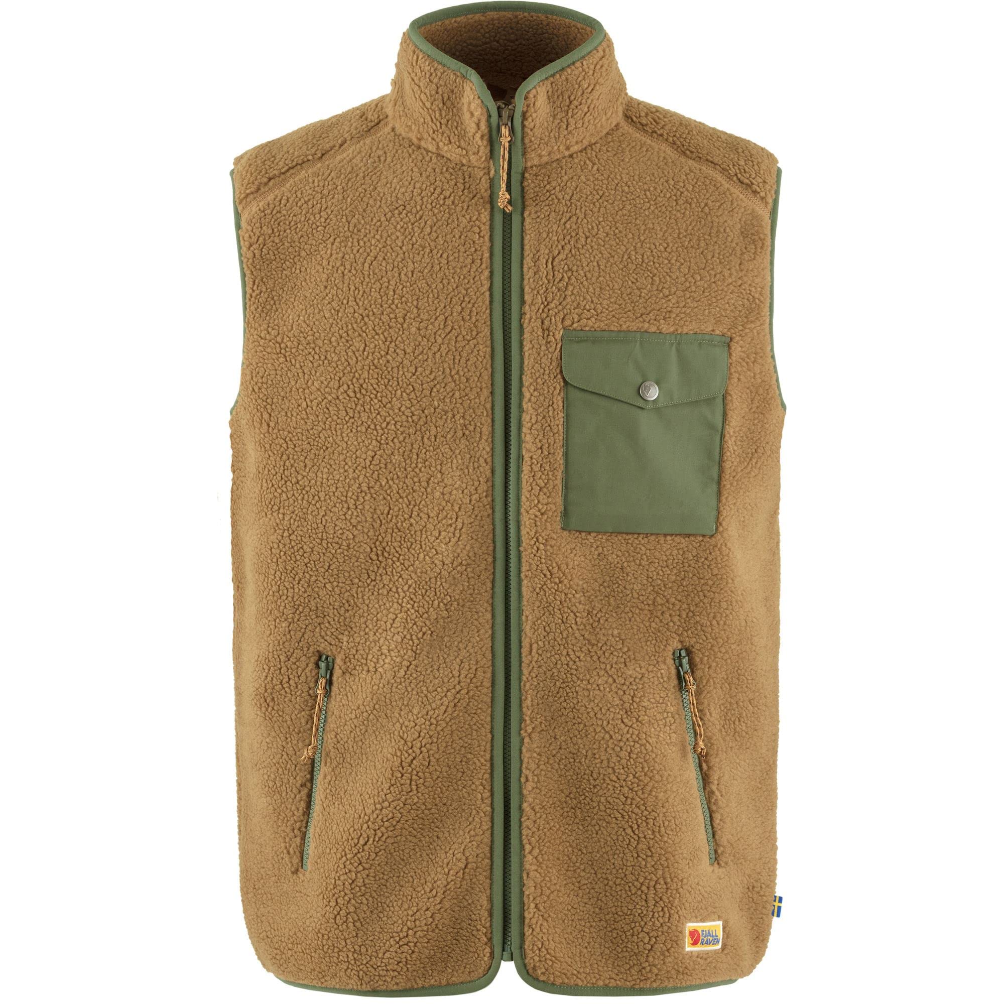 Fjallraven 87073-232-625 Vardag Pile Fleece Vest M/Vardag Pile Fleece Vest M Sweatshirt Men's Buckwheat Brown-Laurel Green Size M