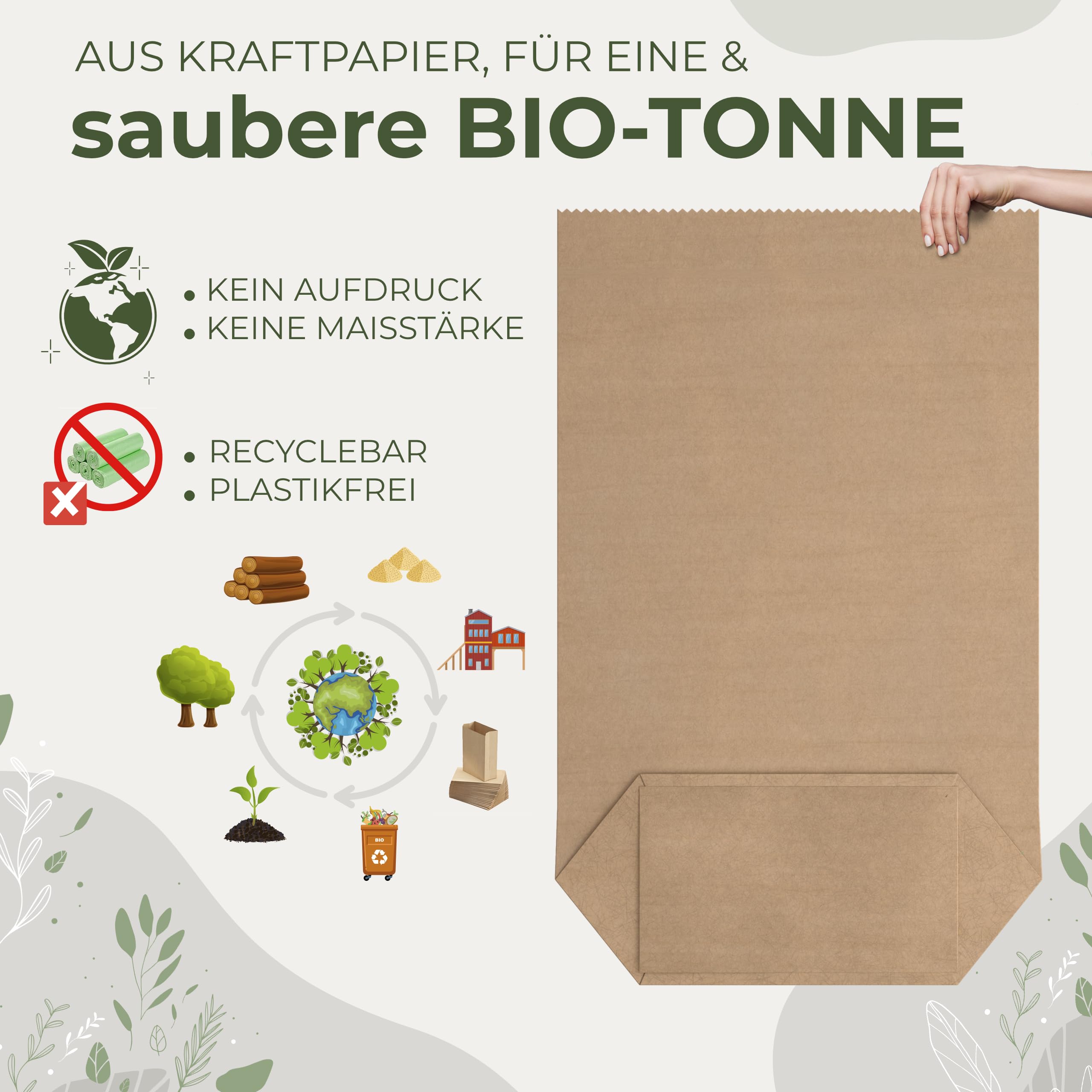 BIOGLÜCK® Biomüllsäcke 60L & 80L [25 Stück] | Flexibel anpassbar für 60 und 80 Liter Biotonnen | Extra reißfest & nassfest