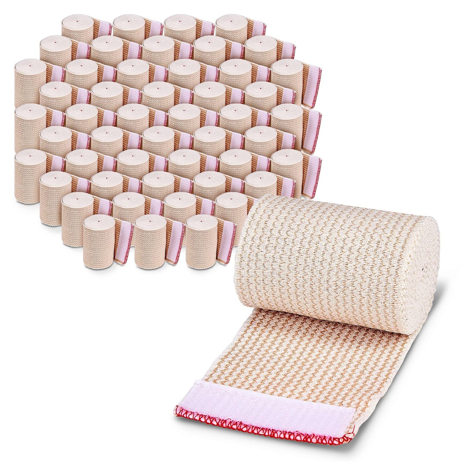 Premium Elastic Bandage Wrap (3” Wide, 50 Pack) - Nexskin Latex Free Athletic/Medical Compression Bandages Hook &amp; Loop Fasteners at Both Ends - Lifetime Washable &amp; Reusable Bandages