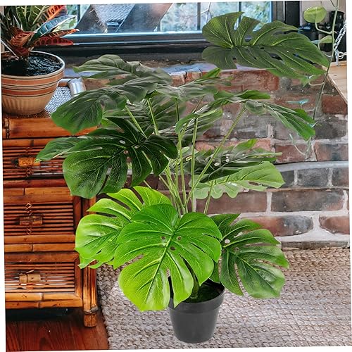 Miniatura 7 de Pequeñas plantas artificiales de hoja de tortuga simulada en macetas, planta de interior falsa palmera en maceta, planta verde sintética, decoración