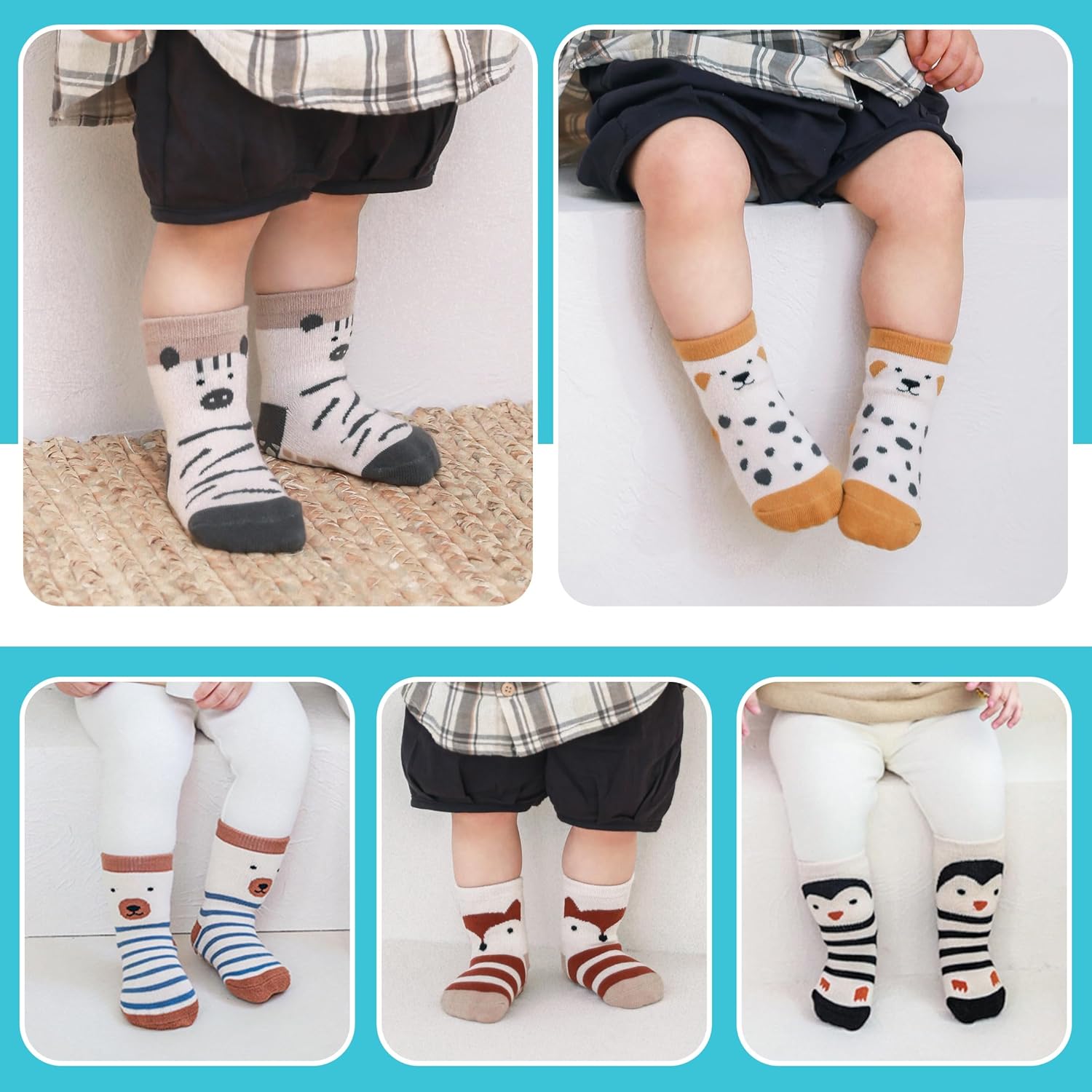TRUEHAN 5 Pairs Toddler Non Slip Socks with Grips Baby Socks for Kids Girls Boys - Image 7