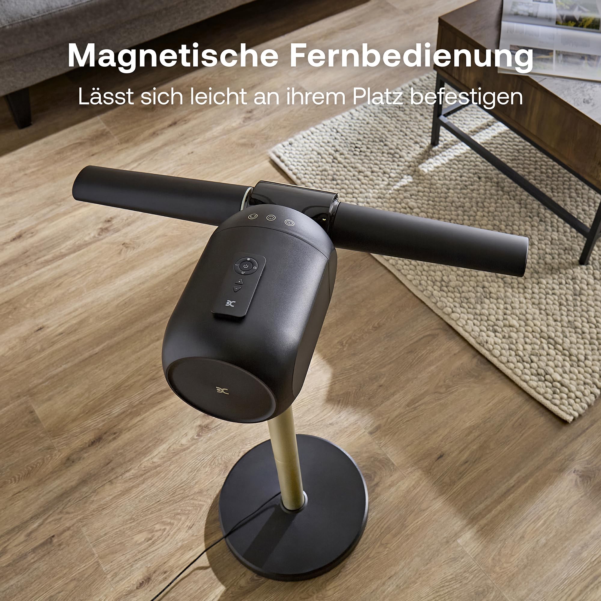 DIMPLEX FlexBlade Flügelloser Standventilator, Zwei-Wege-Kühlung 2×180°, Oszillierend 90°, 20m Reichweite, 36dB, Magnetische Fernbedienung, 5 Geschwindigkeitsstufen