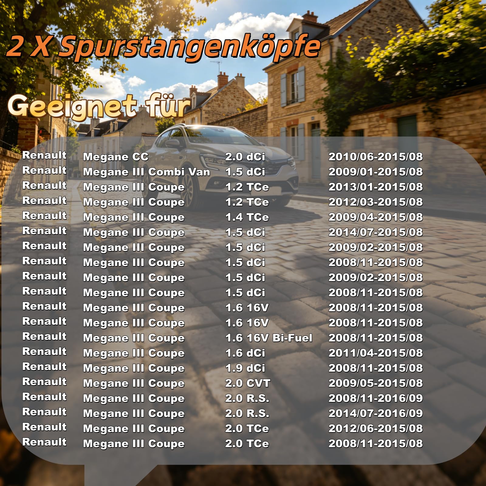 2x Rotule de Direction pour 2008-2024 Fluence Megane III Grandtour Coupé CC | 485204680R 485202710R 39040 39039 Avant Gauche et Droite Compatible avec 2009-2016 Scénic III Grand Scénic III
