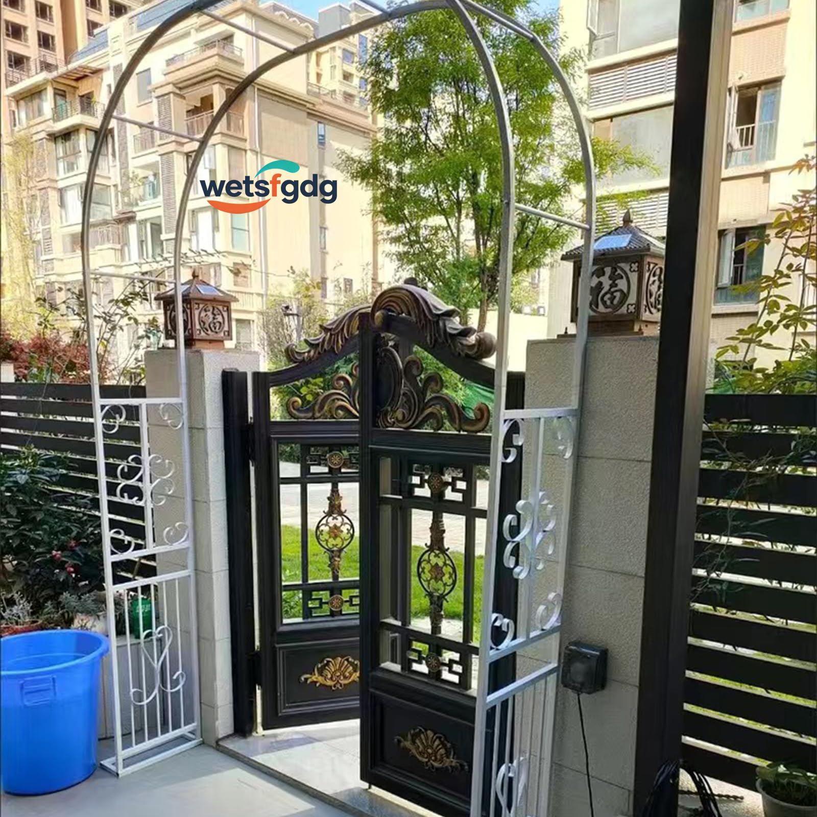 Rosenbogen 180 cm Breit Gartenbogen aus Metall Starker Rankbogen für Kletterpflanzen, Deko für Hochzeit, Balkon & Garten, wetterfest Schwarz-B-L180xW40xH230cm